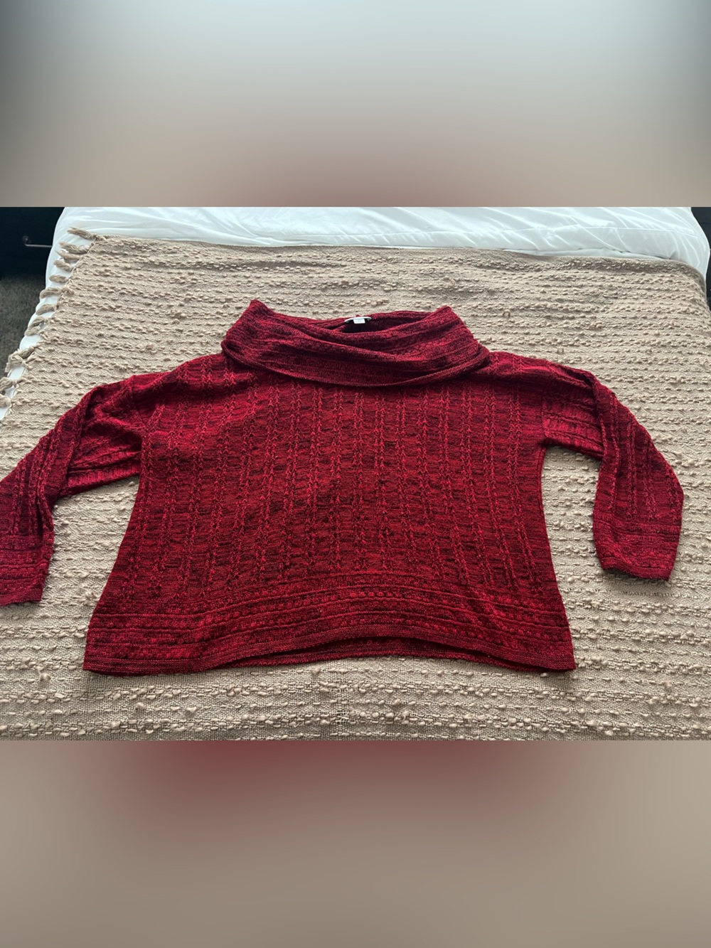 Cozy Red Cowl-Neck Women's Sweater